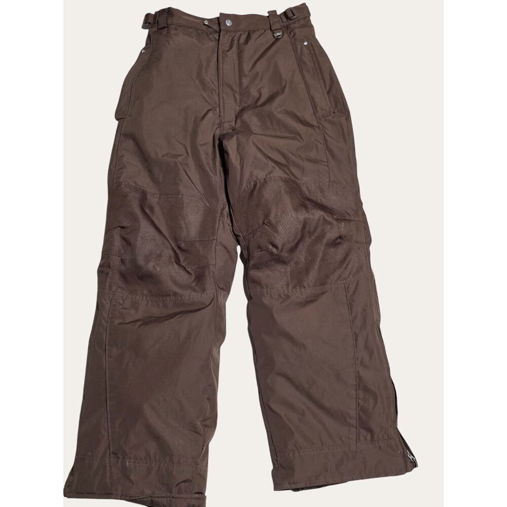 Brown Youth Snow Pants Size 14/16 Adjustable Waist 100% Polyester Waterproof Win